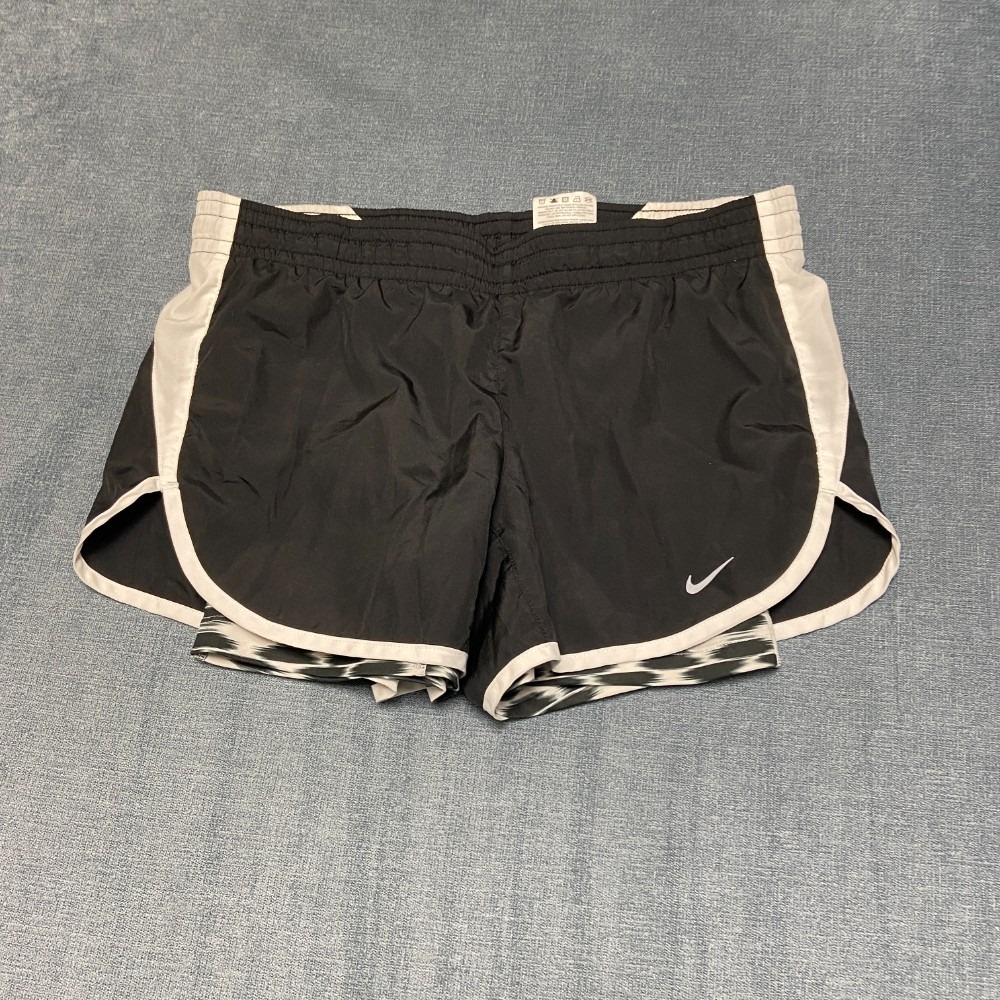 Nike Dri Fit Tempo Shorts Womens XS Black White Drawstring Running Gymwear Yoga